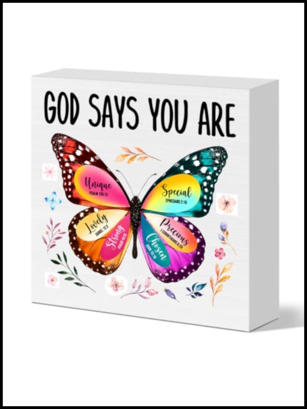 Wood Butterfly Inspirational Desk Sign Box Plaque Home Decor Gift